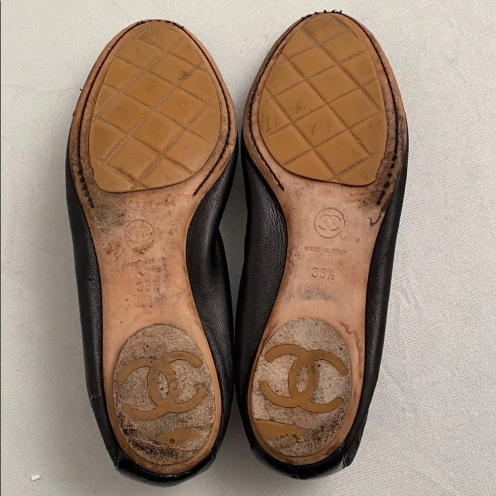 Chanel black classic elastic ballet flats 7